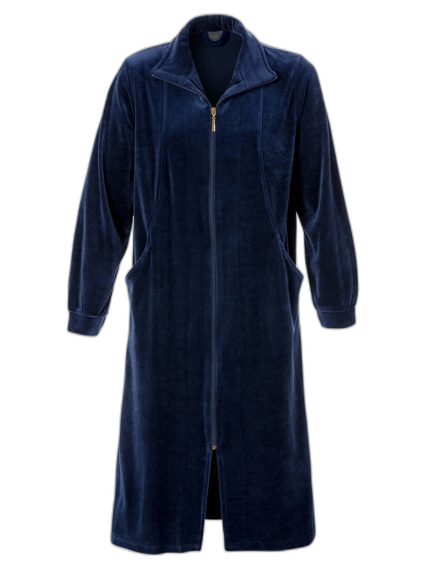 142982 | TROFÉ - Velour Zip Style Mørkeblå...