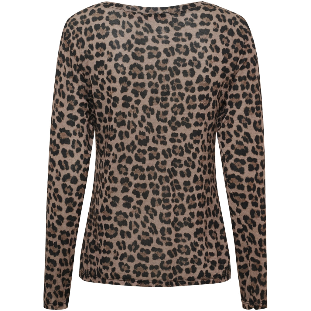 Langærmet 156253 | Marta du Château - MDCElissa Brun: Bluse med leopardmønster i brunt og sort.