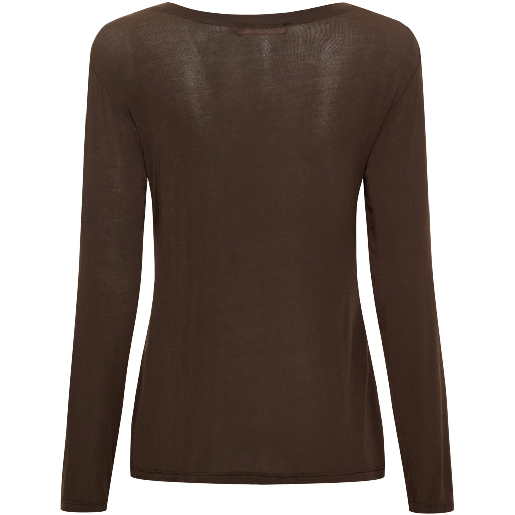 Bagfra set: En mørkebrun 156256 | Marta du Château - MDCElissa Mørkebrun langærmet bluse i mikromodal.