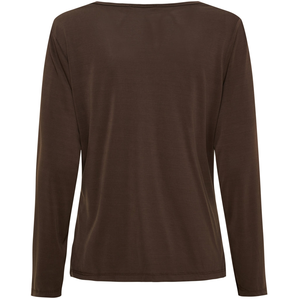 Bagside af en mørkebrun 156296 | Marta du Château - MDCSoletta Mørkebrun langærmet T-shirt med rund hals.