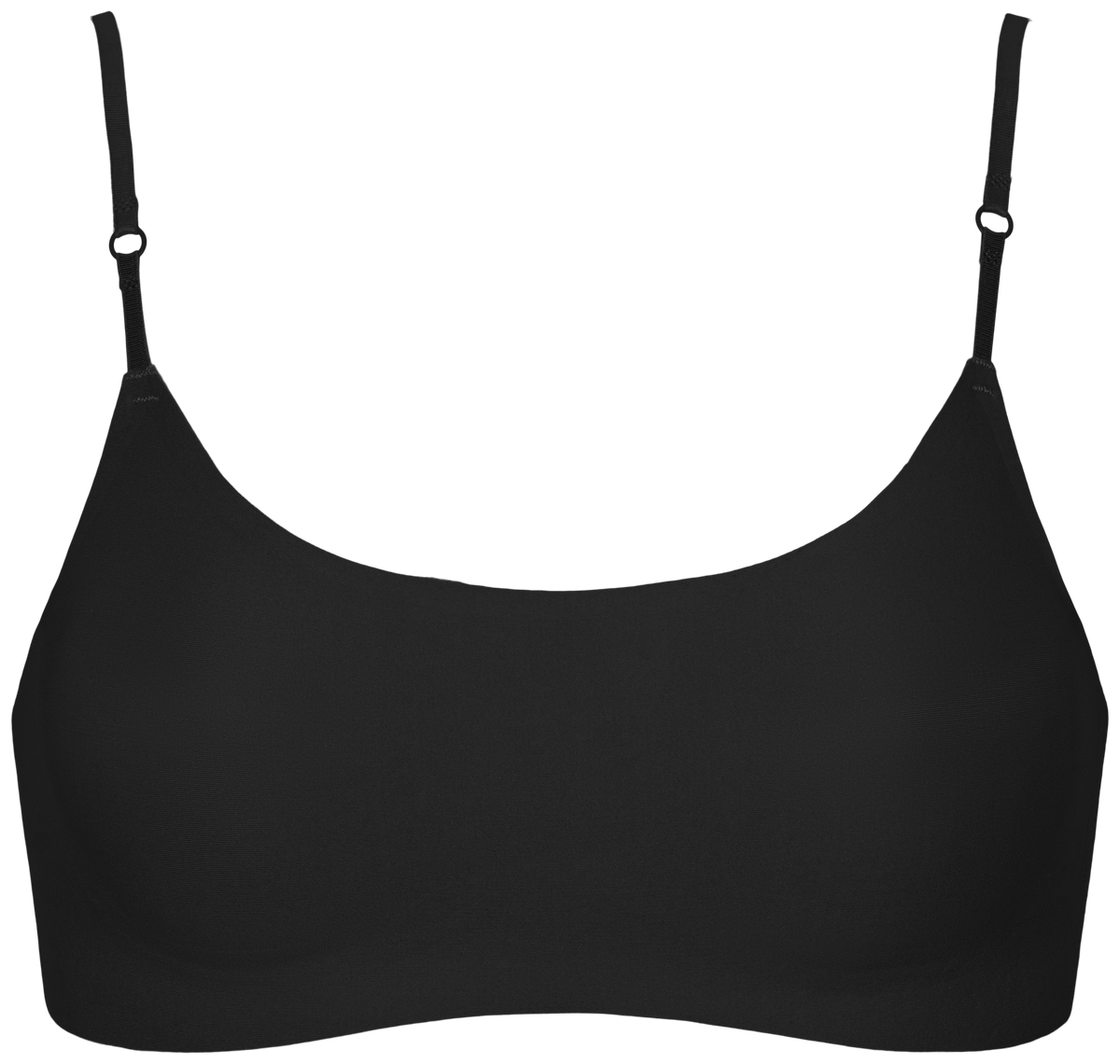 Missya 156490 – Seamless Soft Sort: Sort, sømløs bralette med tynde, justerbare spaghettistropper.