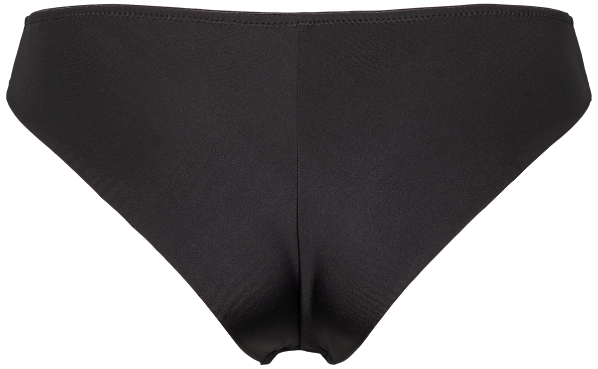 Bagfra set: Sort 156435 | Missya – Callie Sort-mønstrede bikinibukser med en søm i midten.
