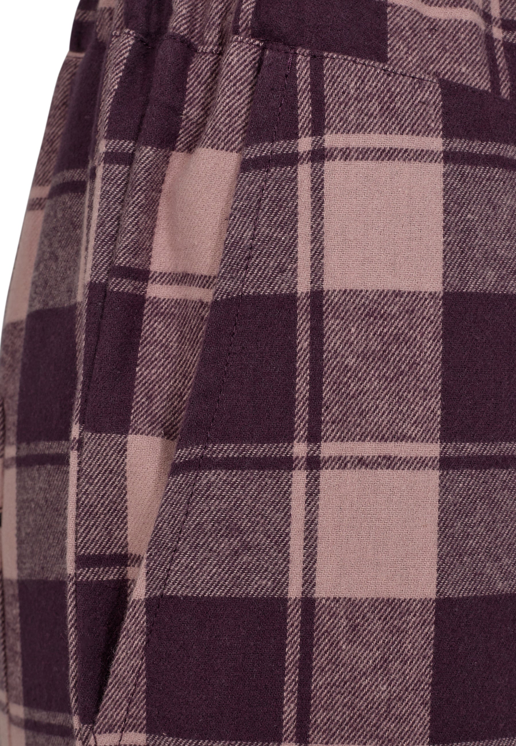 Close up af ternede flonnel natubukser