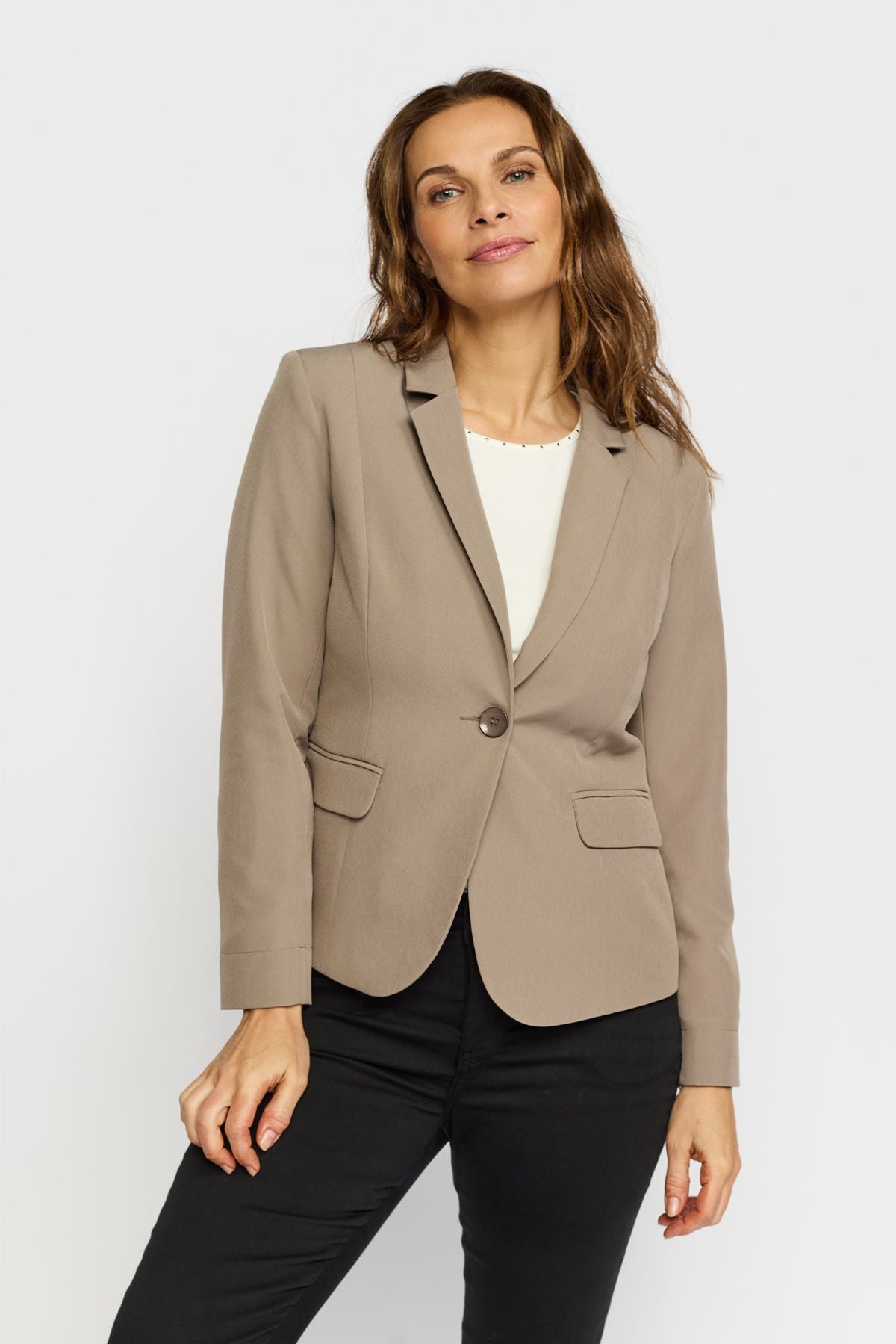 Lysebrun blazer en knap 2-biz