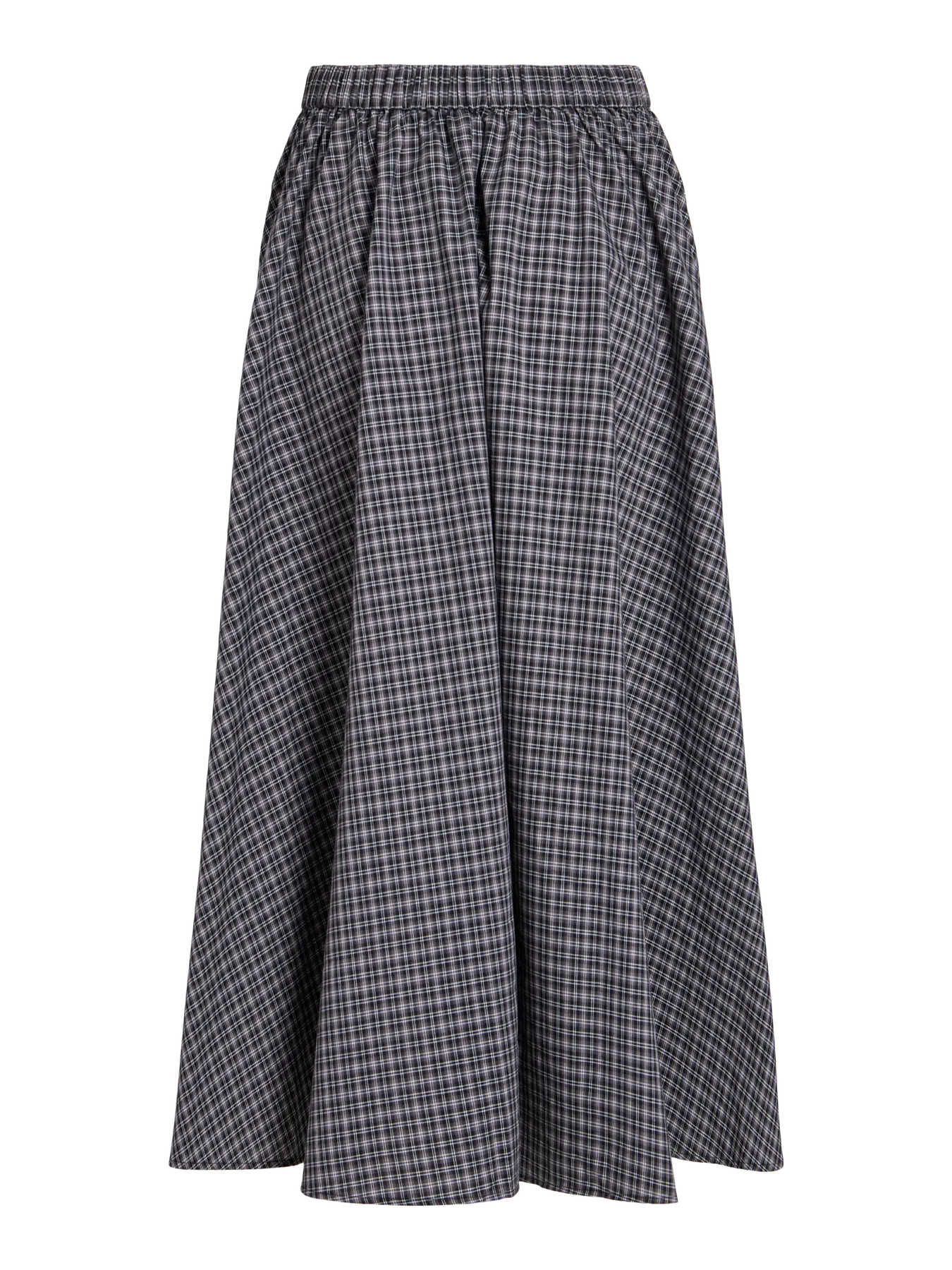 Ternet nederdel fra Vila i grå toner med elastik i linningen bagpå