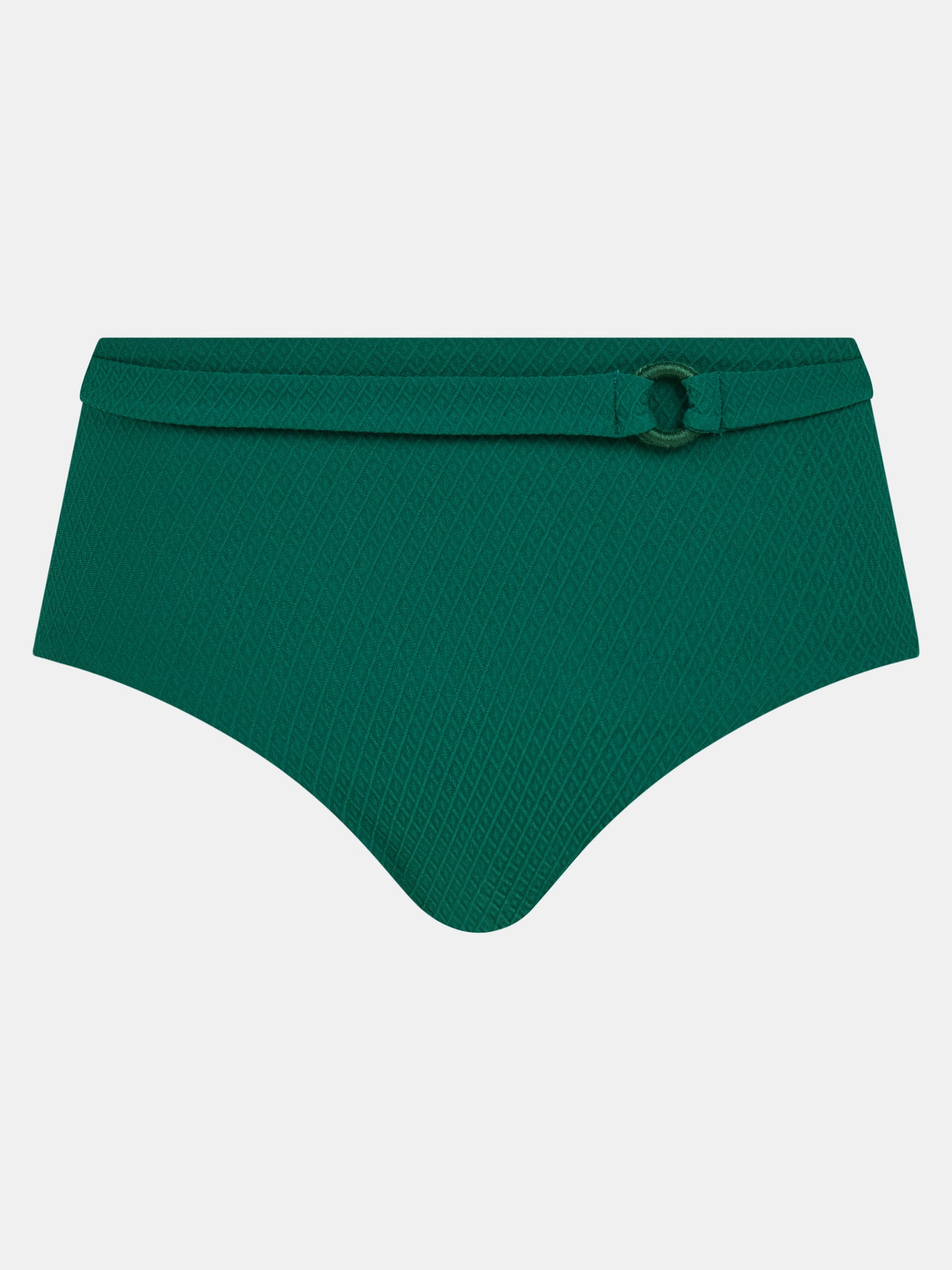 Mørkegrøn bikinitrusse med brede sider og bælte foran