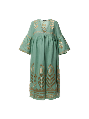 150976 | Greek Archaic Kori - Feather bell sleeve Lysegrøn