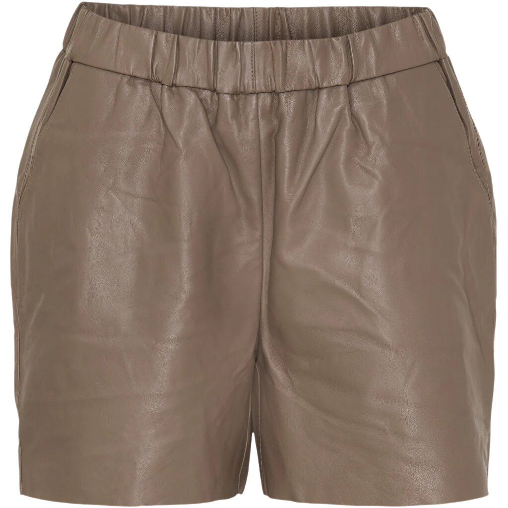 142000 | NOTYZ - Leather Shorts GRÅBRUN