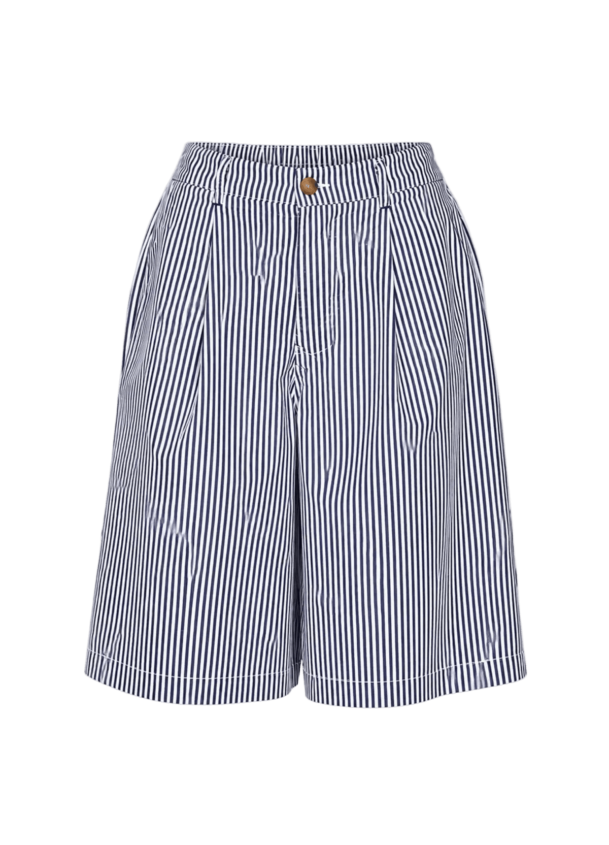 Amaze Cph – Saga Blå shorts med knap og læg til kvinder, vist på en enkel hvid baggrund.