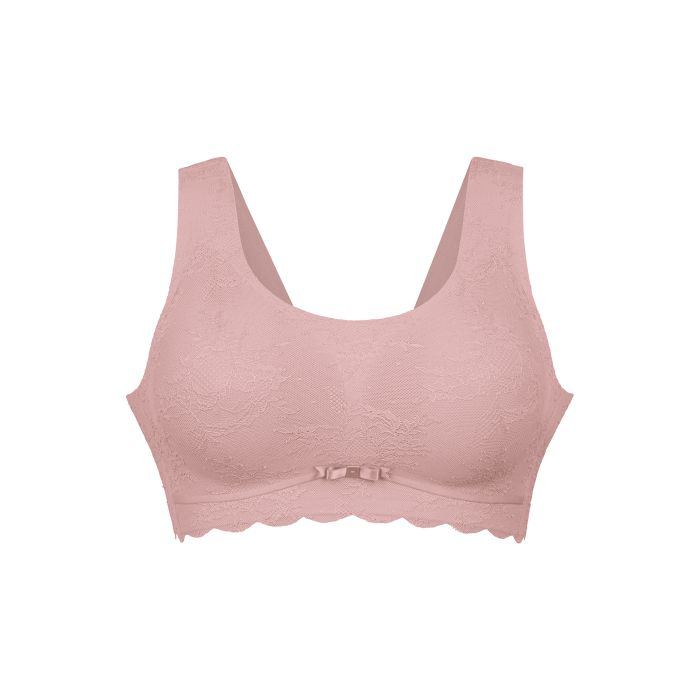 Anitas Essential Lace Rosa-bralette har brede stropper, bølget kant og en sød sløjfe midt foran.