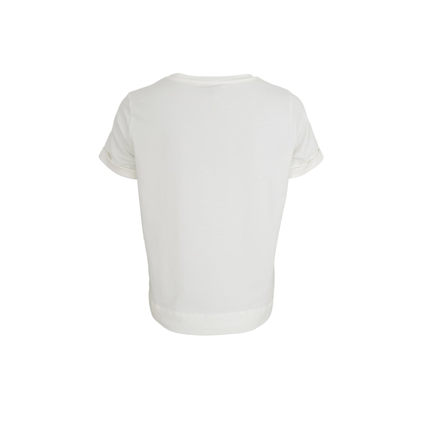 Bagsiden af sort T-shirt nr. 152088 i farven »May Off White« med korte ærmer, vist på hvid baggrund.
