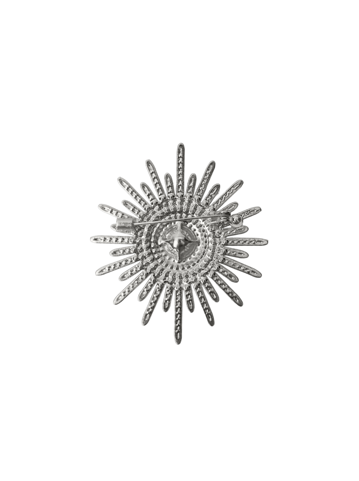 Galaxy Broche Sølv fra Black Colour har et solstrålemønster med et øje i midten og er udført i en iøjnefaldende sort farve.