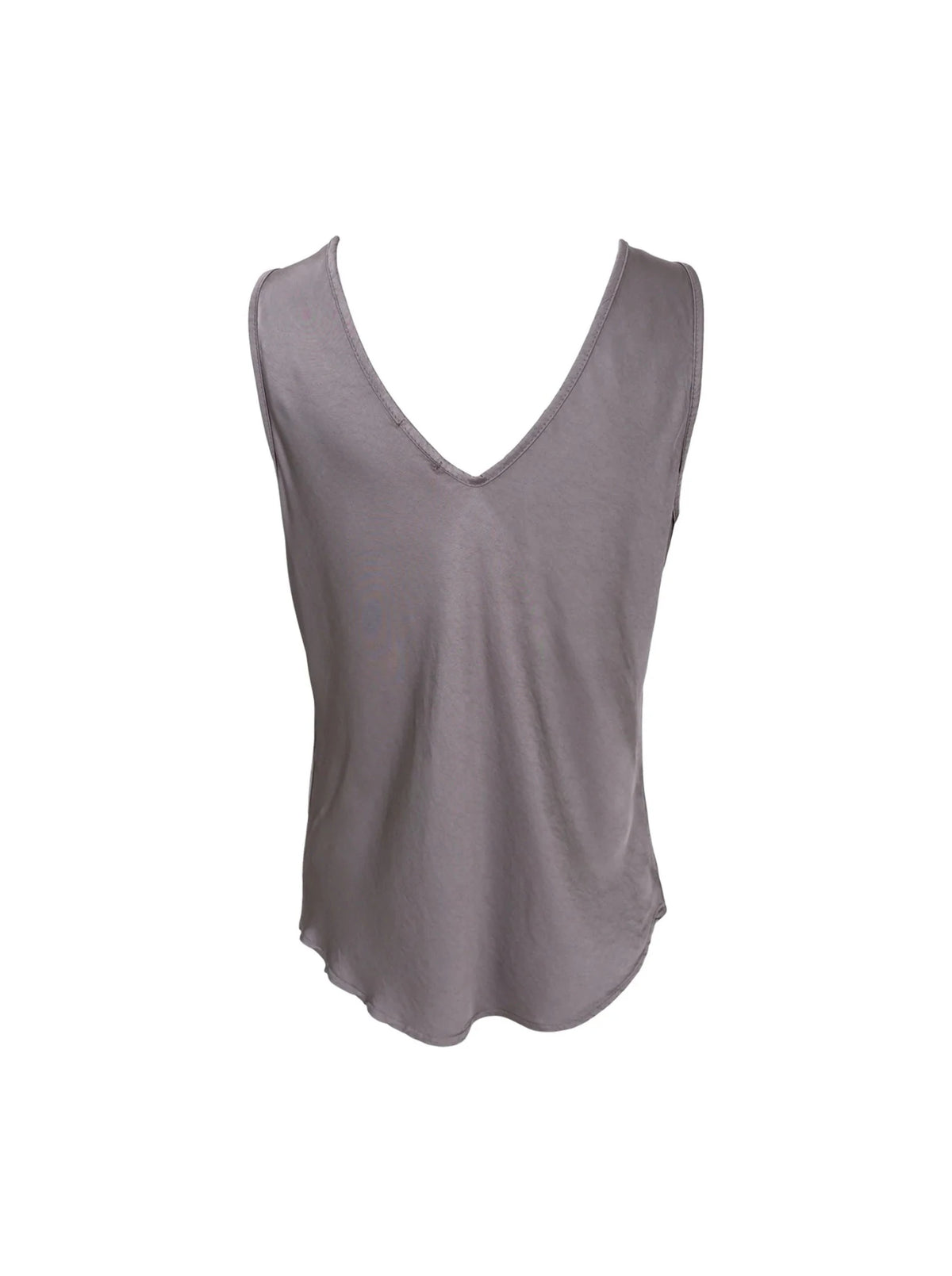 Mabel-top med V-udskæring i mørkebrun, ærmeløs, vist på en hvid baggrund.