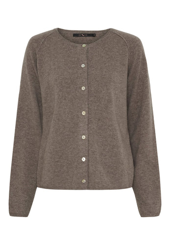 152394 | BTF CPH - Cashmere cardigan Brunmeleret