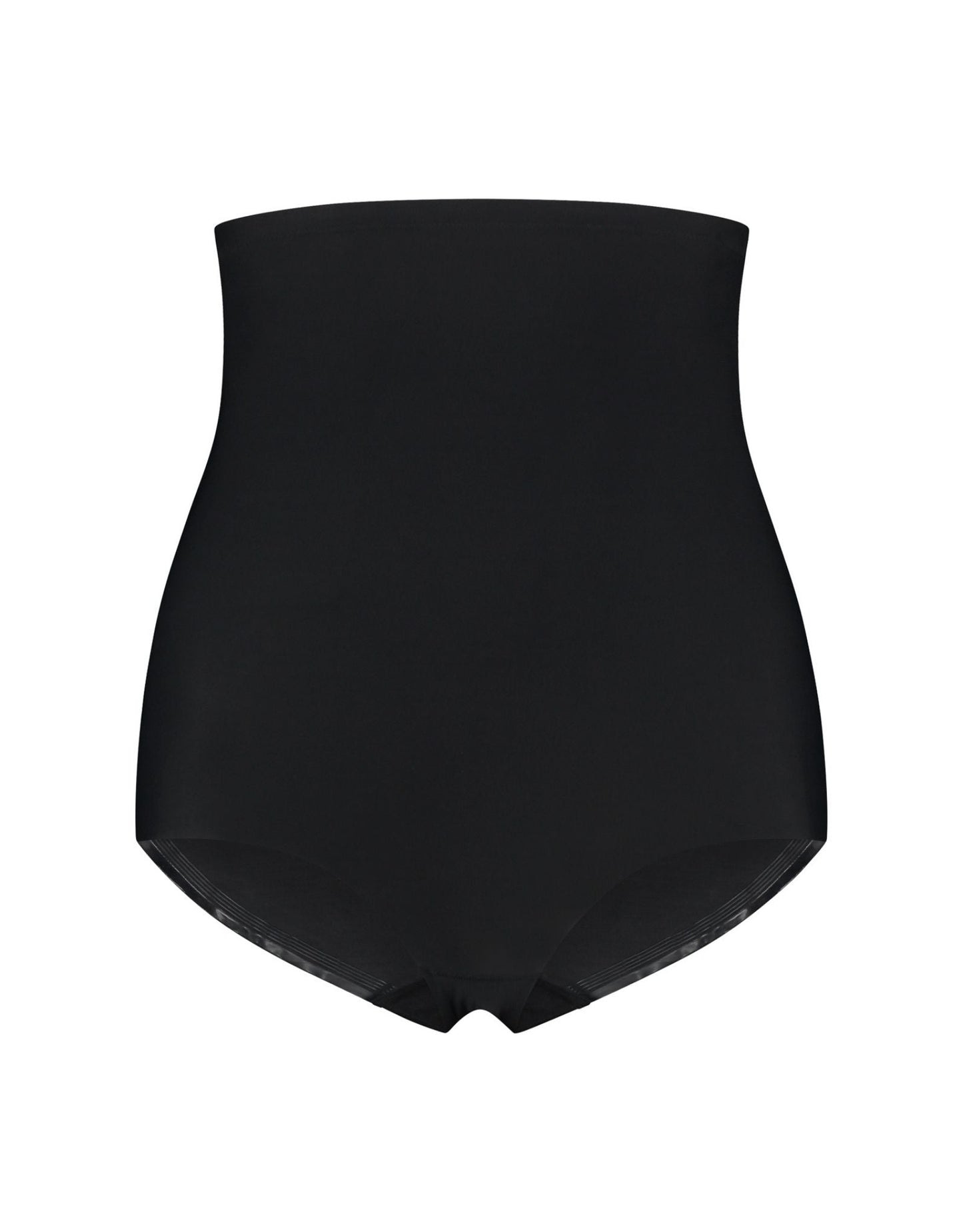 BYE BRA 151139 Trusser med høj talje i sort med et glat, sømløst formende design på hvid baggrund.