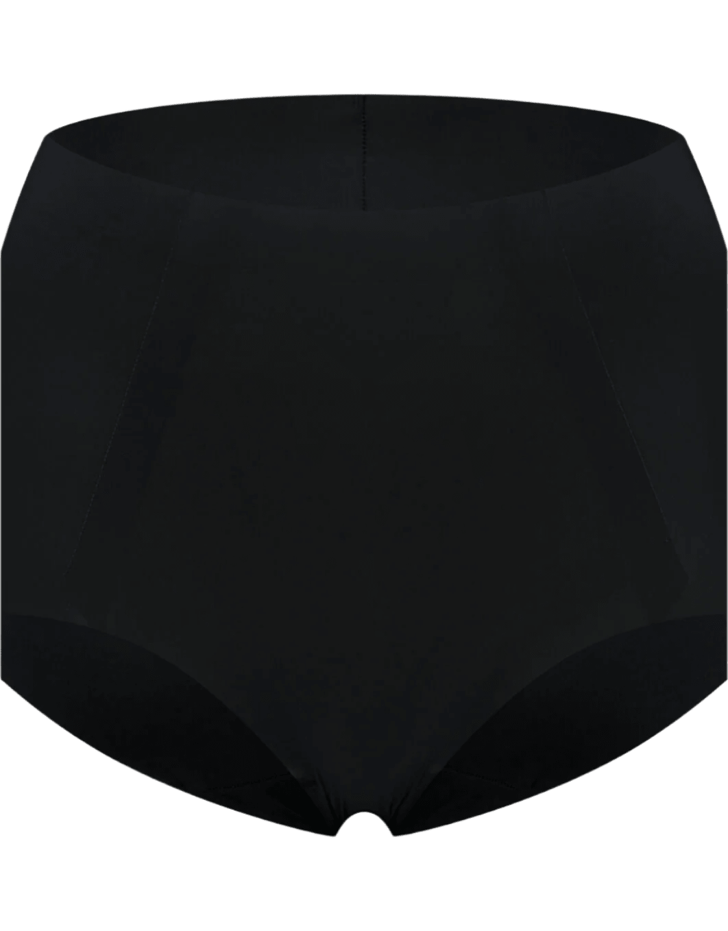 BYE BRA 151144 Smooth Essentials Mid Waist Br Sort figurformende undertøj vist i sort, med sømløs forside på hvid baggrund.