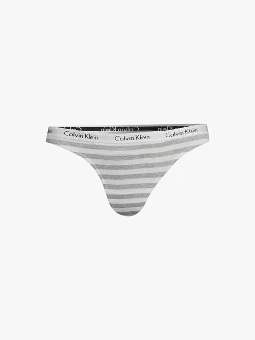 Calvin Klein 143085 grå/hvid stribet g-streng med logo i linningen – det perfekte undertøj til kvinder.