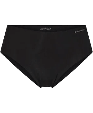 Sort Calvin Klein-hipster-underbukser 155353 med sømløse kanter og ensfarvet baggrund, der giver et elegant, moderne look.