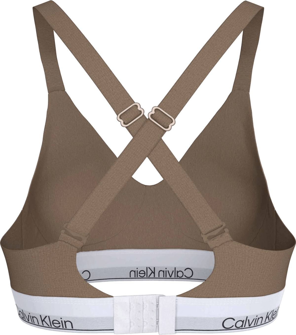 Lysebrun 156313 | Calvin Klein – QPS Lysebrun bralette med racerback-design og elastisk logo i underkanten.
