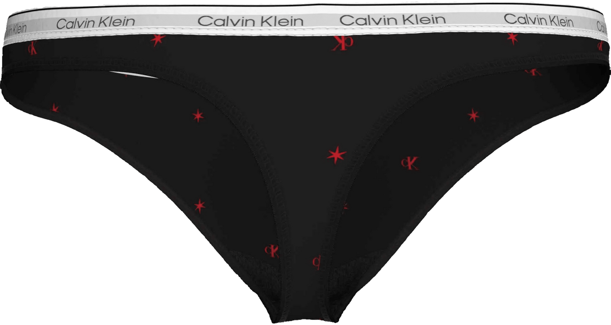 Sort 156447 | Calvin Klein – 3 FOR 399,- Sort mønstret undertøj i bikini-stil med logo i linningen og stjernemønster.