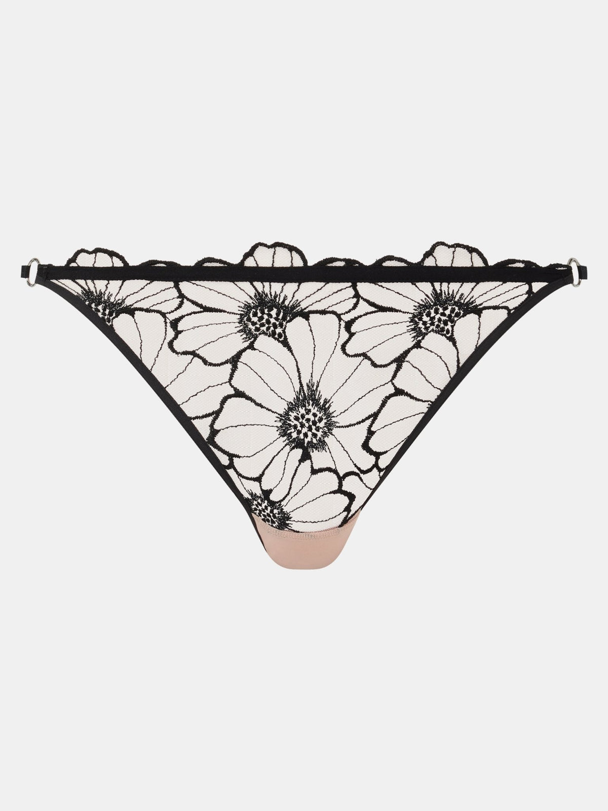 Chantelle Lush – trusser i sort/blid lyserød med blomstermønster – perfekte til dem, der søger elegant og stilfuldt undertøj.