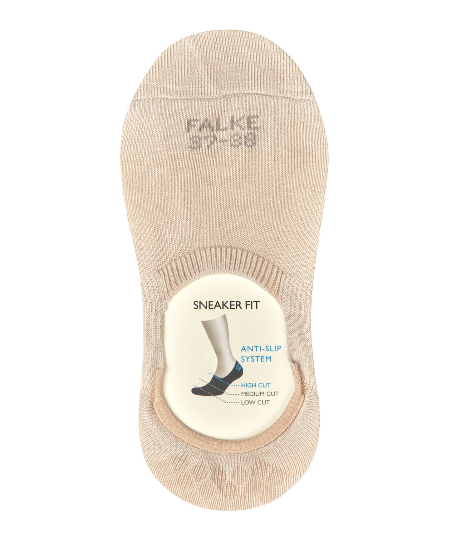 Falke 141283 Step High Cut Sand-sokker med skridsikker mærkat og markant logo, der sikrer en god pasform i sneakers.