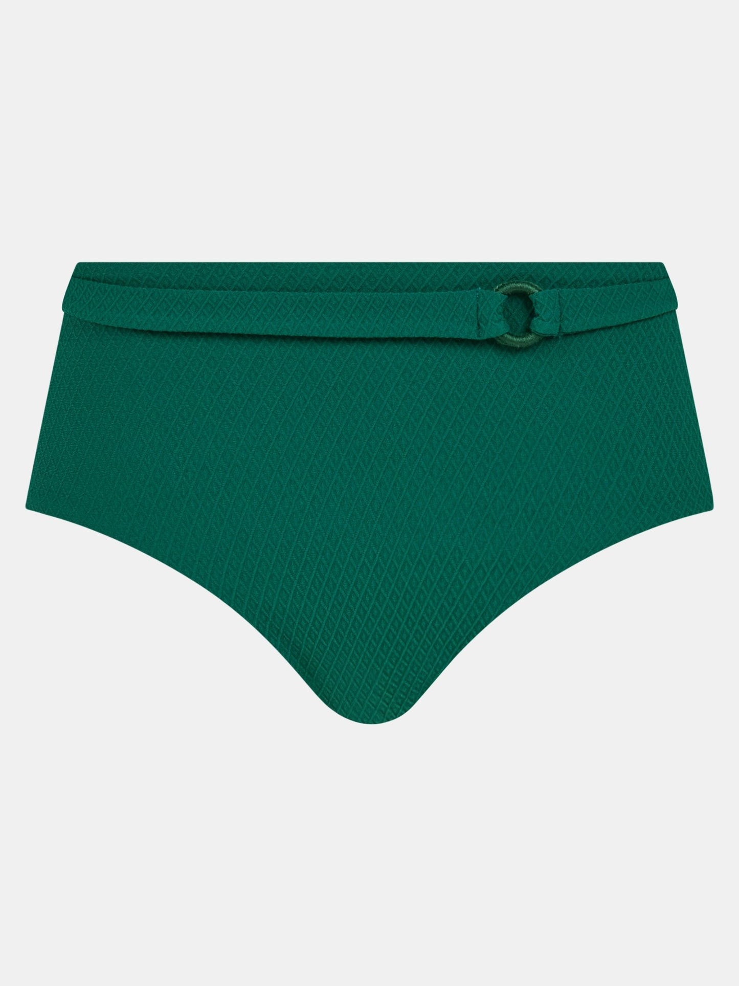 FEMILET Navarino Botanical Garden Grøn: Grøn hipster-bikini med høj talje, bælte og elegant retro-spænde.