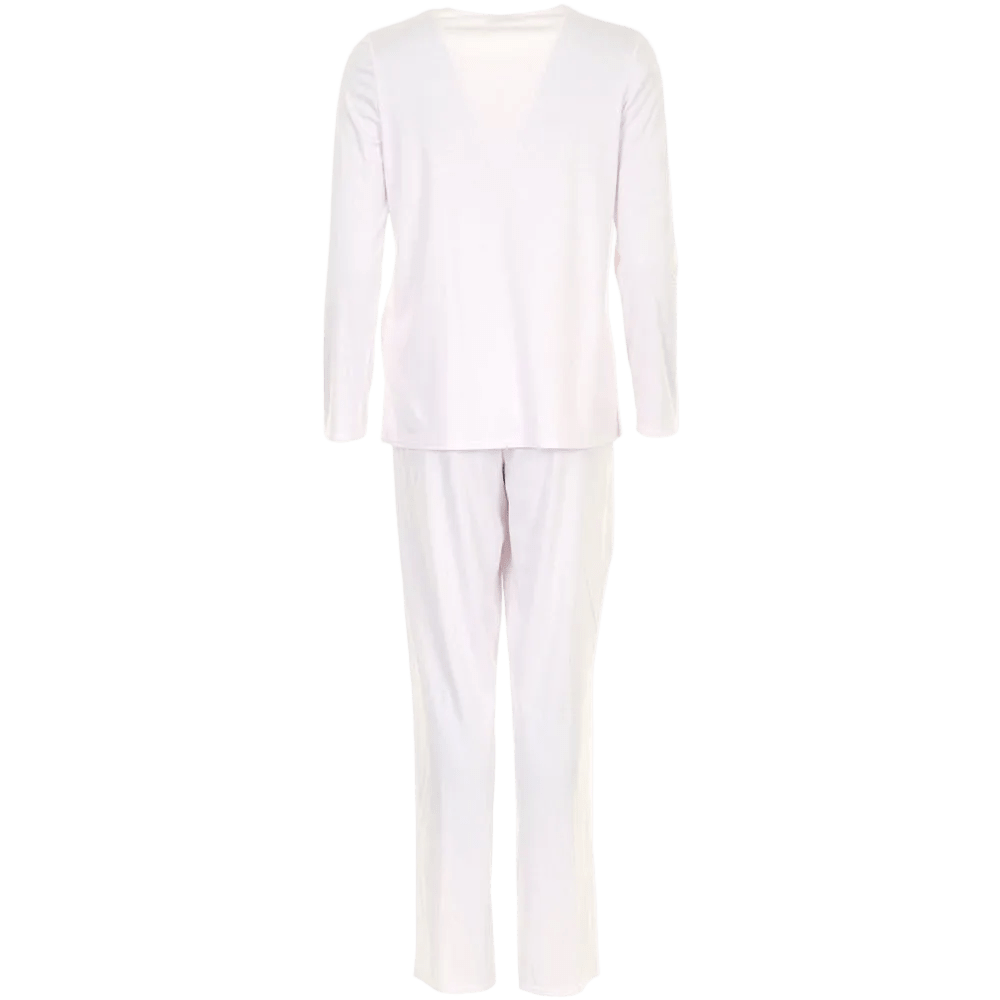 Lyserød langærmet 123141 | Feraud - 3883013 Lyserødt pyjamas-sæt med en bluse med V-udskæring og matchende bukser.