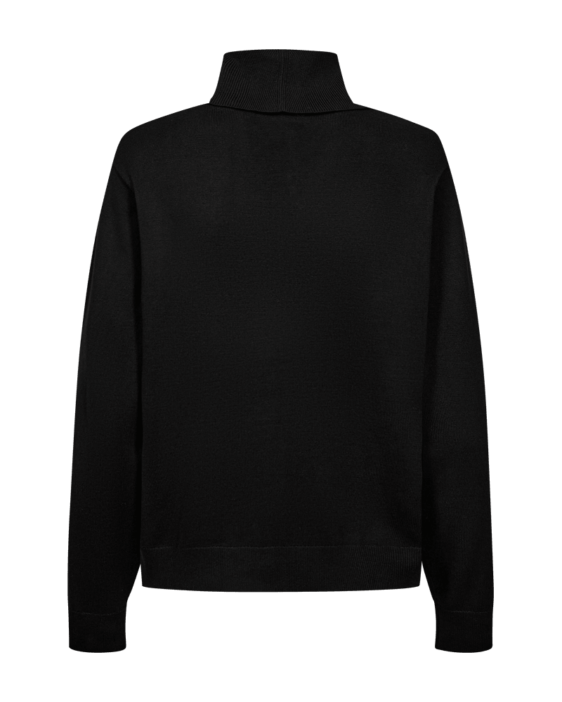 En sort Freequent 155819 Katie Sort-sweater ses set bagfra på en hvid baggrund.