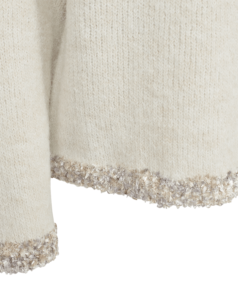 Nærbillede af Freequent Frida Sand, model 156068, med glitterdetaljer og struktureret kant.