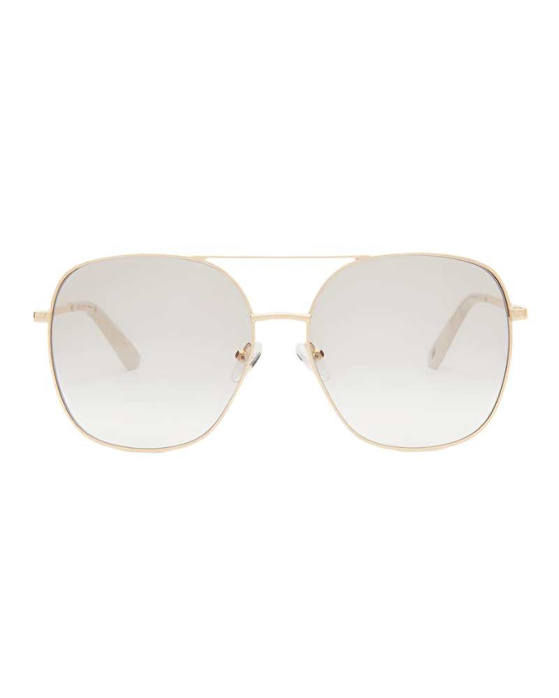 GLAS 150652 Ella Guld aviator-læsebriller med let graduerede glas på hvid baggrund, der giver et klassisk retro-look.
