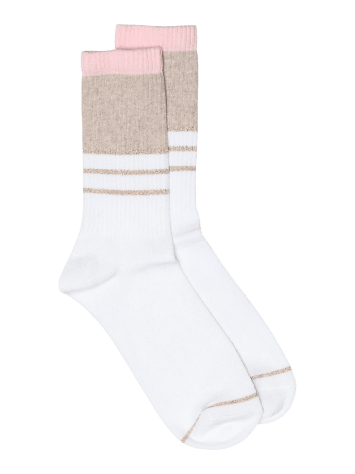 Gustav Henni Hvid ankelstrømper: hvide med beige/lyserød kant og to beige striber, der giver et stilfuldt look.