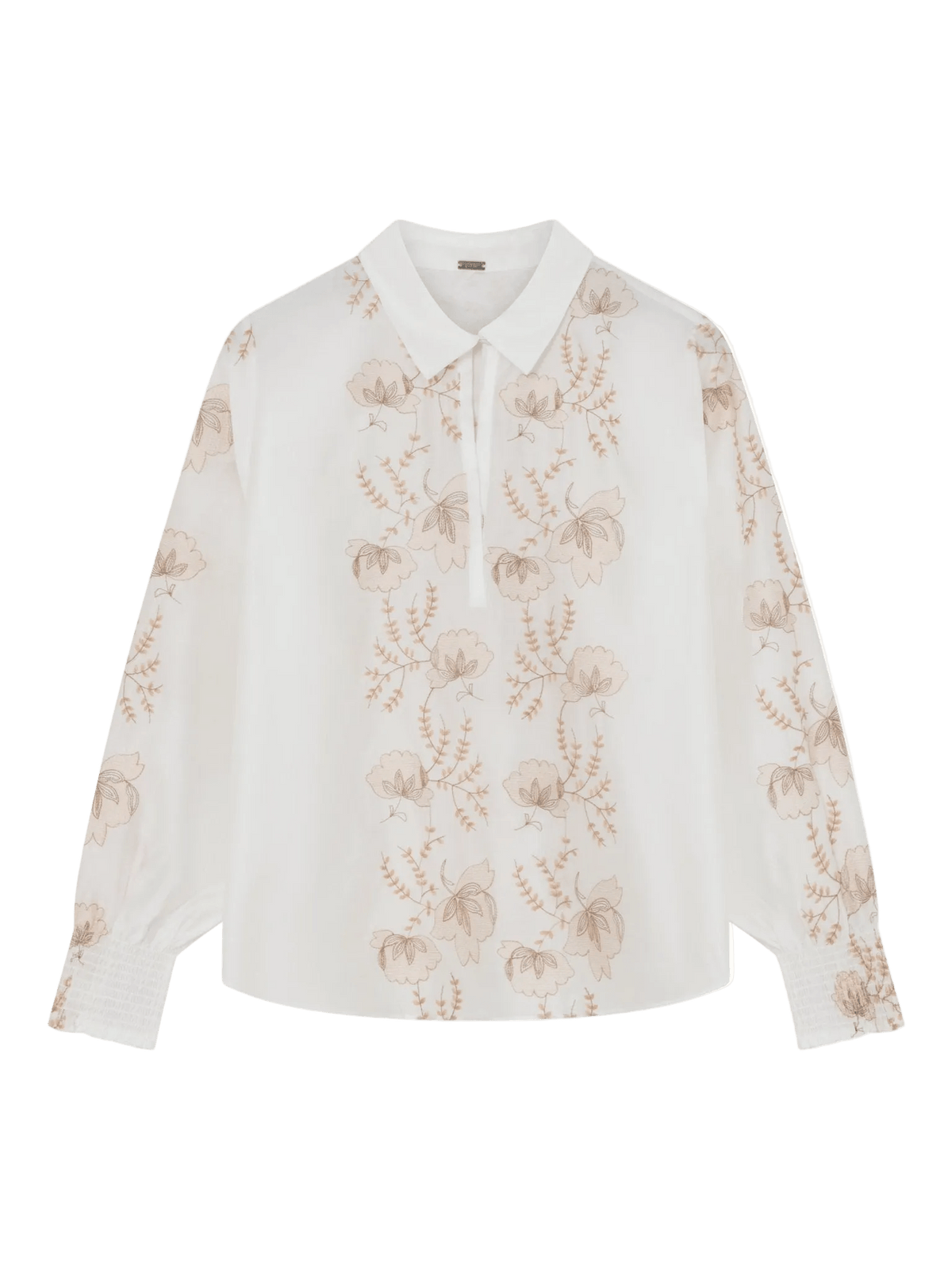 Off-white Gustav – Bayanna-bluse med krave, knapstolpe og blomsterbroderi.