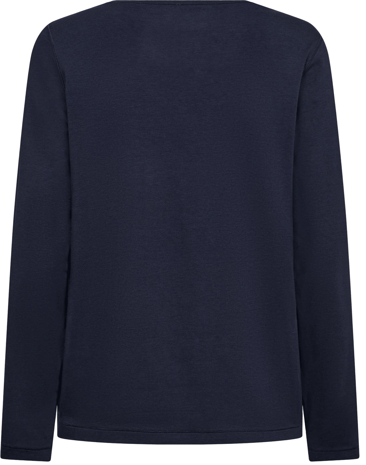 JBS fra Danmark 149272 – langærmet T-shirt i bambusblanding, mørkeblå, vist bagfra på en ensfarvet hvid baggrund.