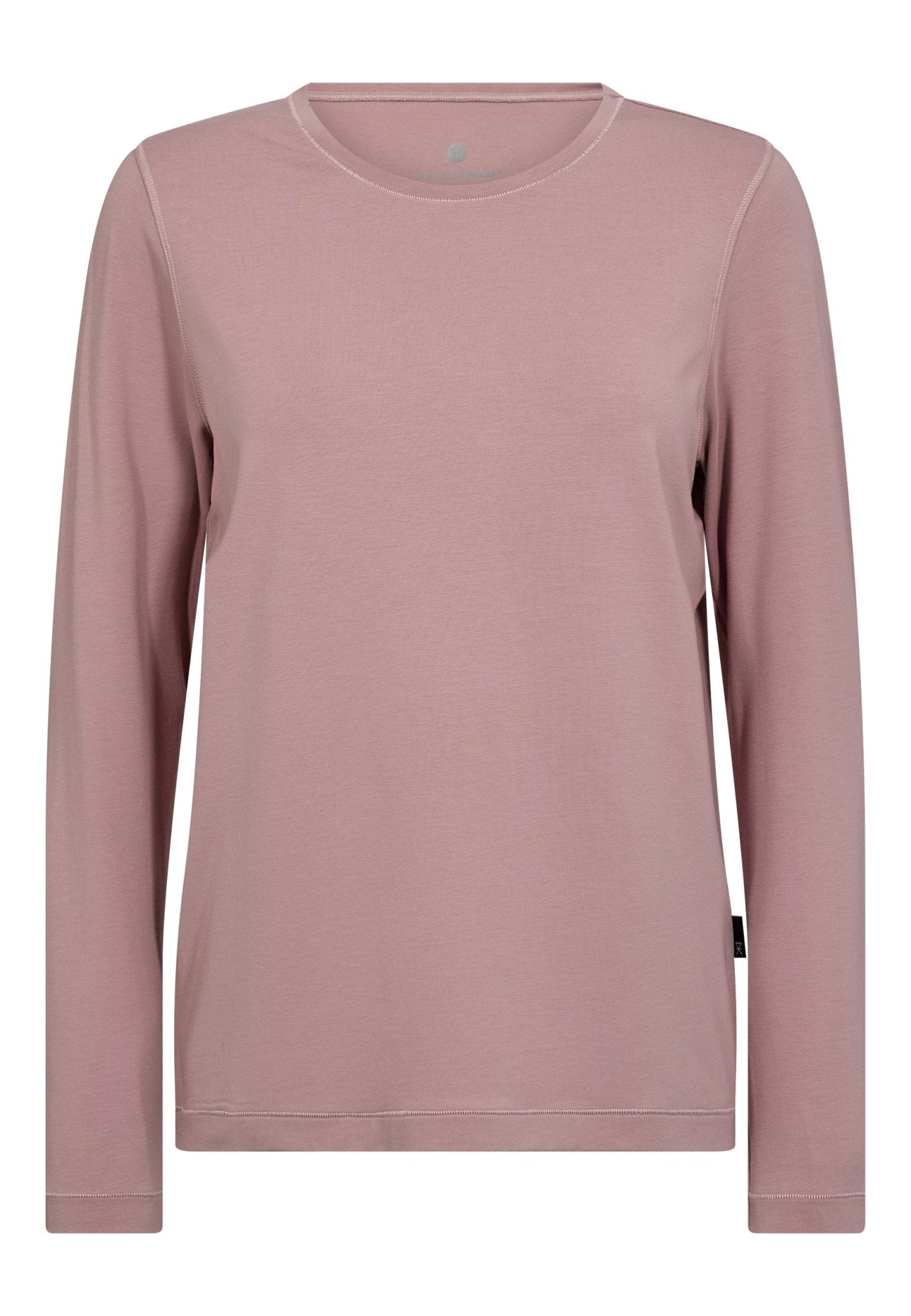 JBS of Denmark Tee Rosa 152444, langærmet T-shirt i mauve med rund hals, vist på en ensfarvet hvid baggrund.