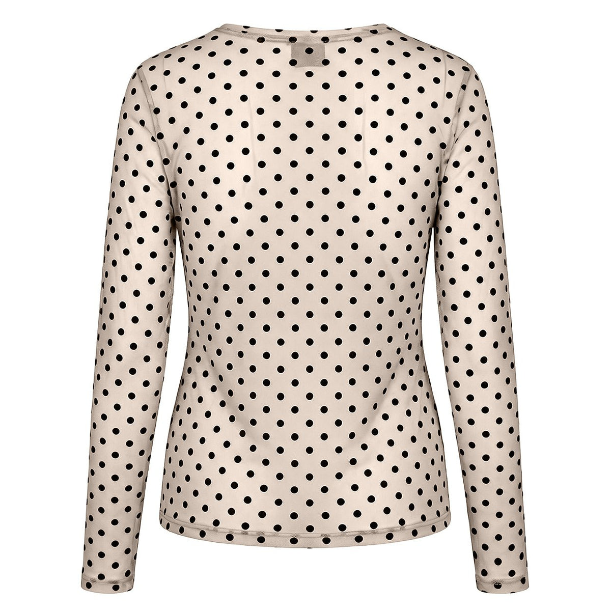 Bagside af model 156327 | Luxzuz – Dot Mesh Off white: Langærmet skjorte i off-white mesh med sort prikkemønster.