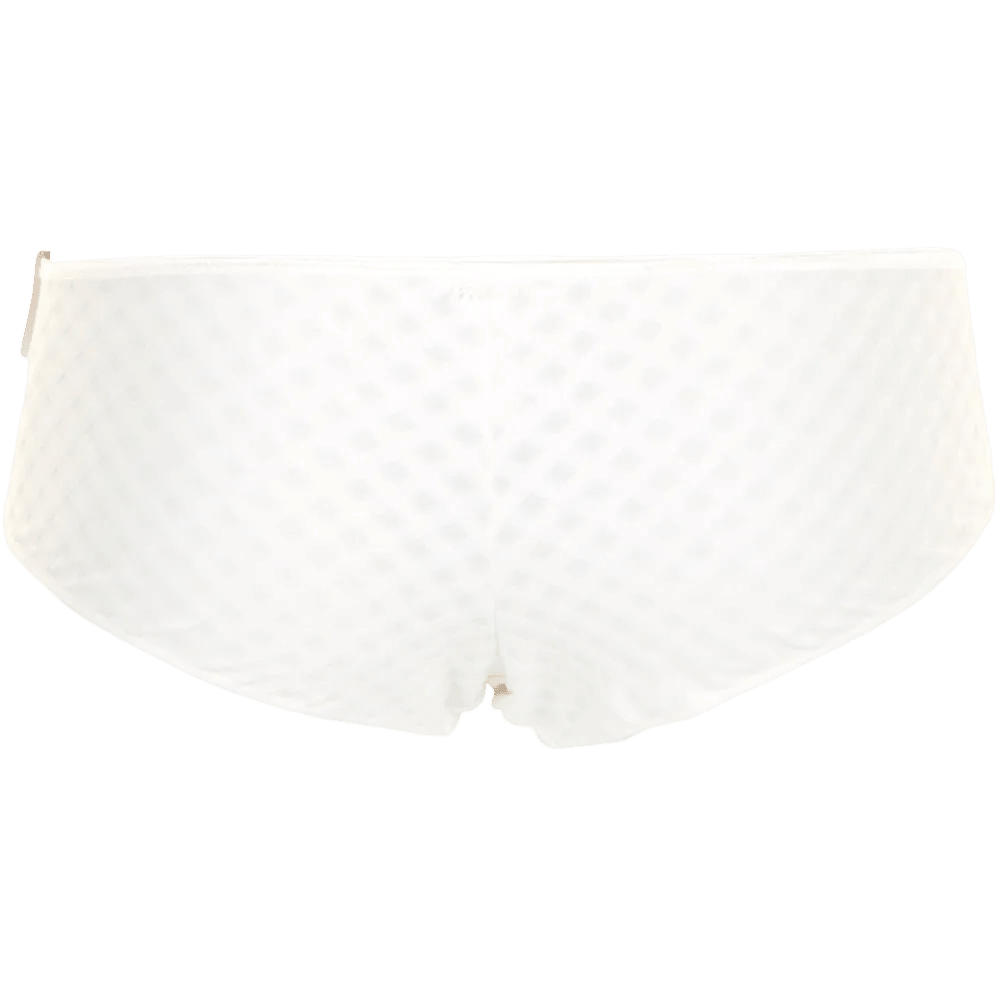 Bagfra set: Marie Jo Avero Natural Off-white hipster, model 125963, med et diskret ternet mønster.