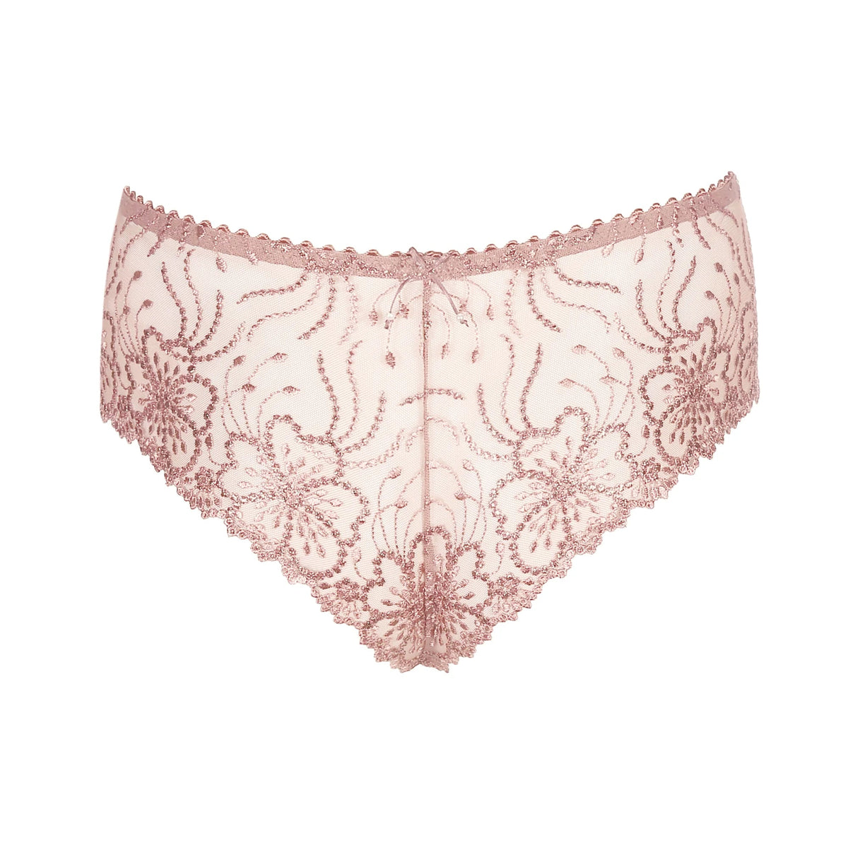 Marie Jo Jane bois de rose Rosa G-strengsbikini med blomsterbroderi, vist i hvid. Mærke: Marie Jo.