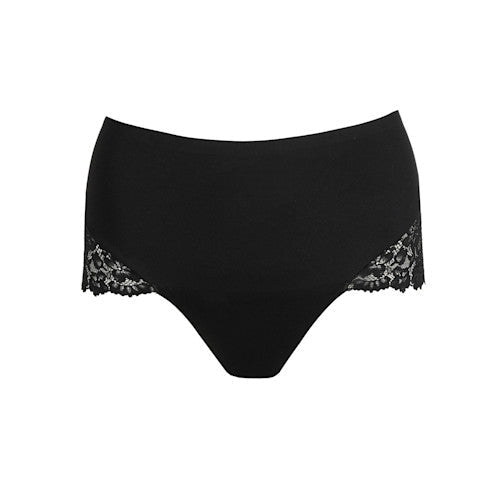 Marie Jo Soft Studio Black Sort 154239: Sort maxi-trusse med høj talje og blonde, vist på hvid baggrund.