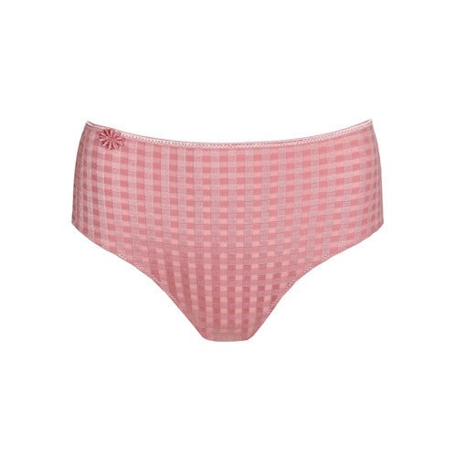 Marie Jo Avero balletrosa maxi-trusse med høj talje, gingham-mønster og blomsterdetaljer, vist på hvid baggrund.