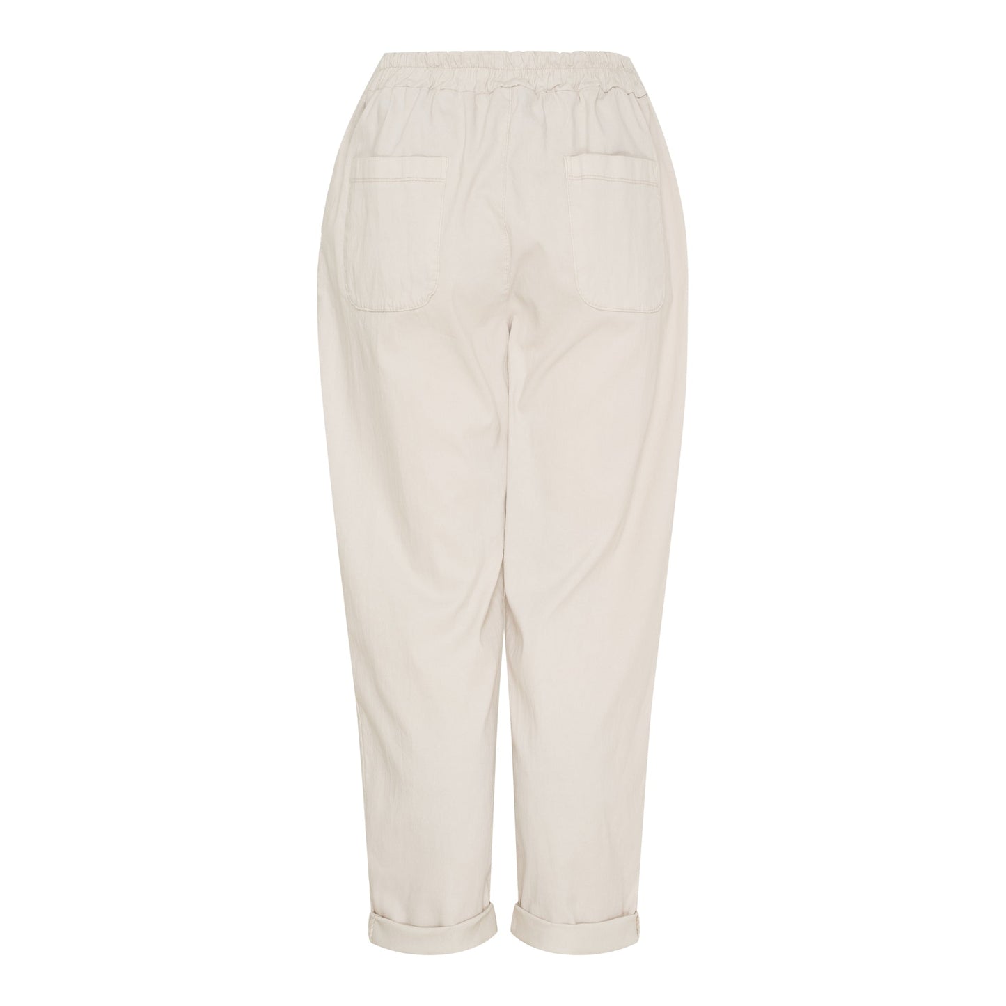 Raffaella beige bukser fra Marta du Château set bagfra med elastik, to lommer og opsmøg – klassisk stil.