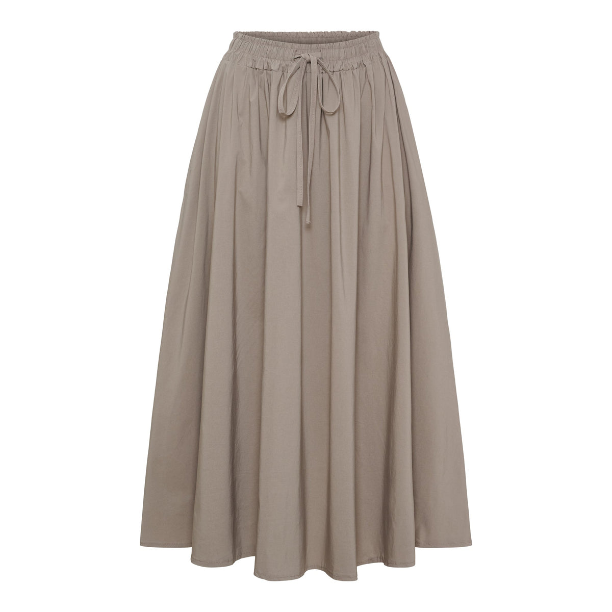 154438 | Marta du Château – Pomeline Sand: beige, ankelkort A-formet nederdel med elastisk talje og snøre.