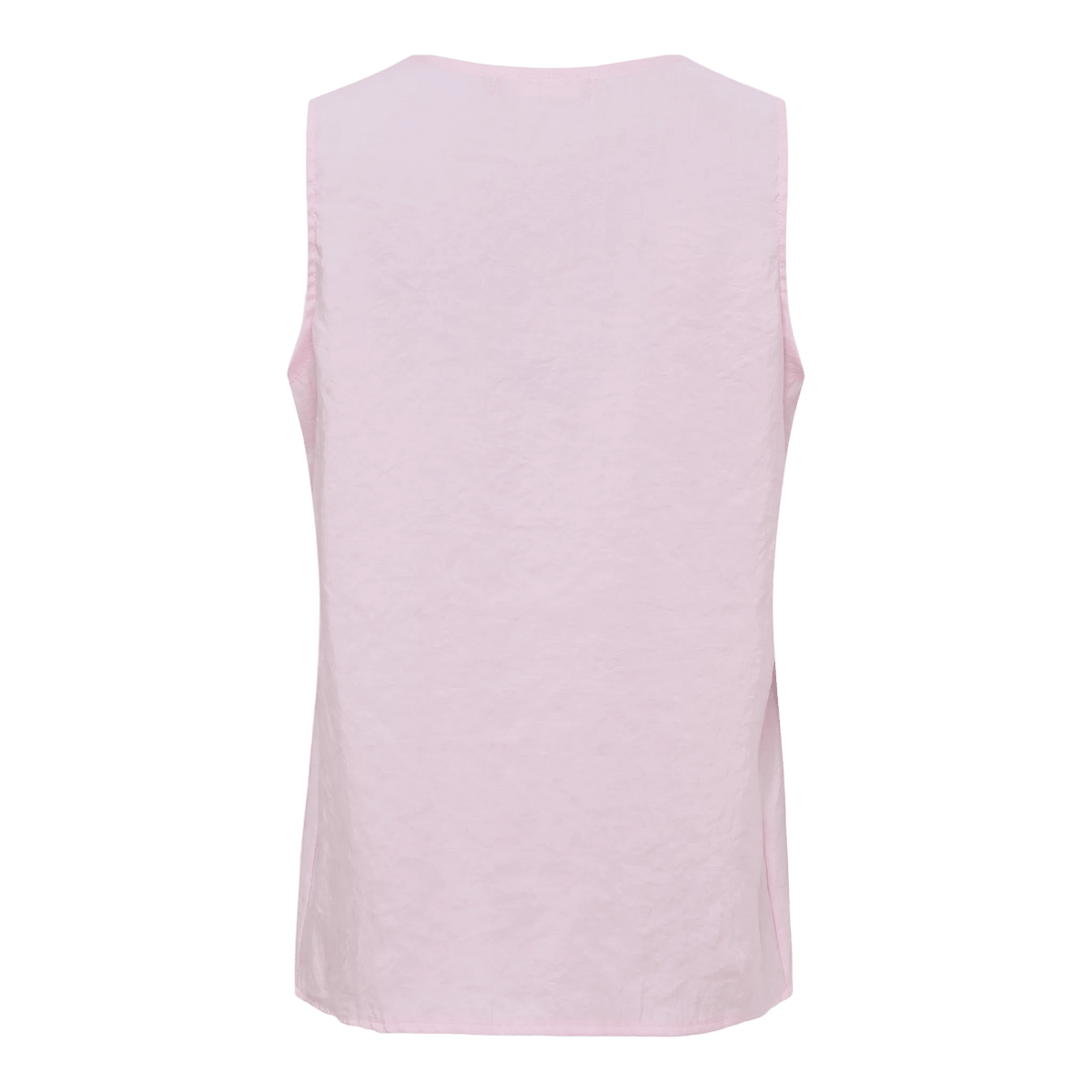Bagfra set: Marta du Château 155032 Opaline Pink, en enkel sommerbluse med lige kant på hvid baggrund.