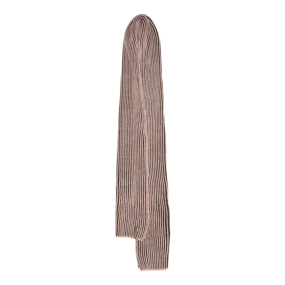 Marta du Château ribstrikket tørklæde, brune og beige striber, model 156268, vist på hvid baggrund.