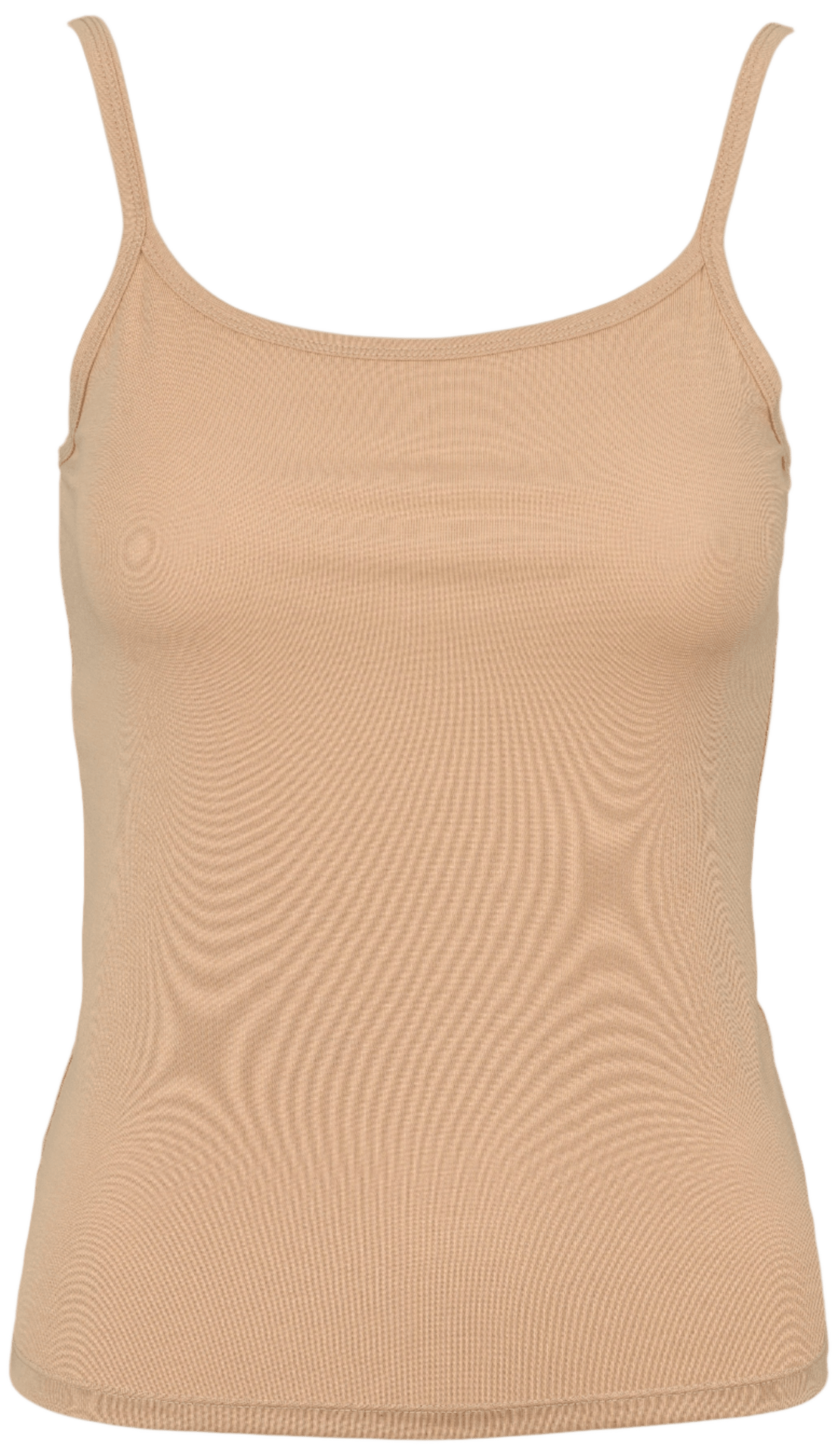 Missya Nova Pudder: Beige ribbet undertrøje i silke/lyocell med spaghettistropper.