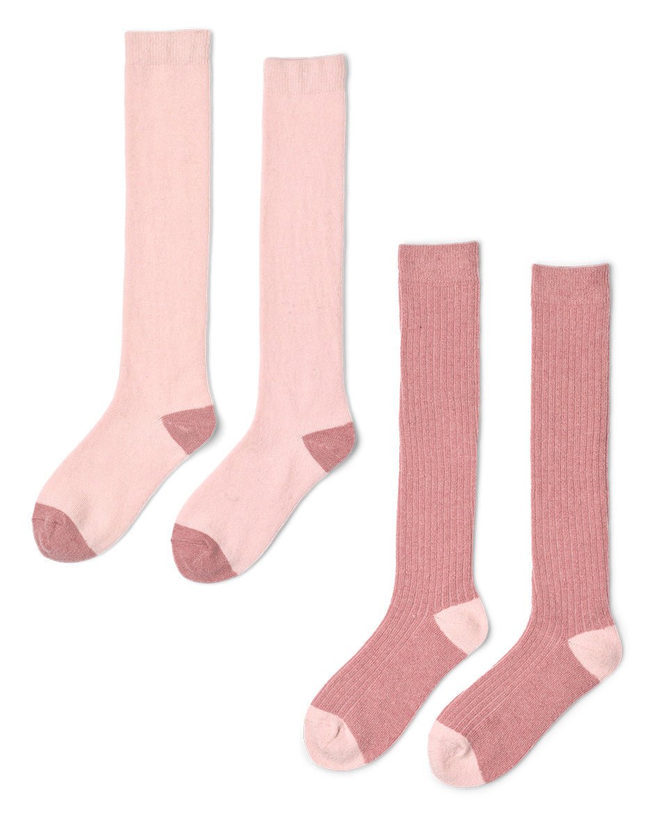 To par Missya Softly Socks Rosa: lyserøde med kontrastdetaljer og et par ensfarvede i støvet rosa. Mærke: Missya.