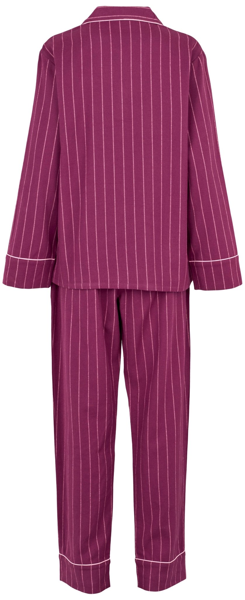 Bagside af Missya – Parker Bordeaux-pyjamasæt til kvinder, vist på hvid baggrund.