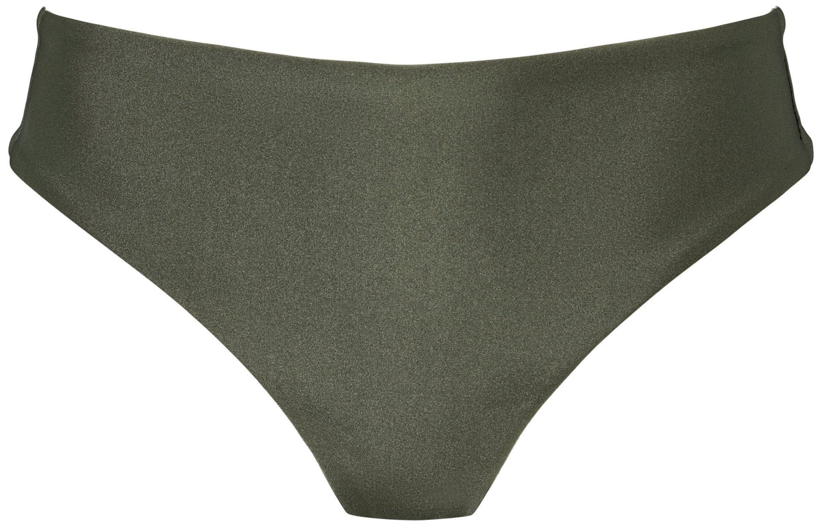 Missya Lucca 154137 mørkegrøn bikini i thailandsk stil med mat finish og høj talje, på hvid baggrund.