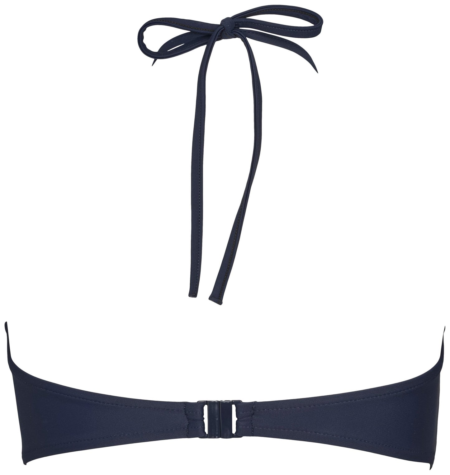 Missya Saint Maxime Marine-bikinitop med halterneck-bånd og spænde, vist på hvid baggrund.