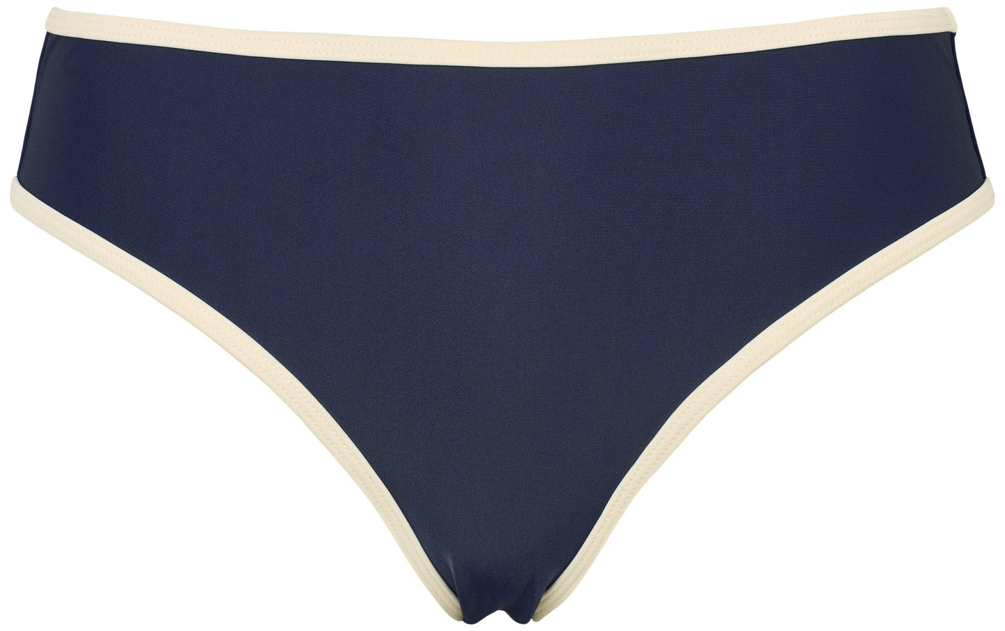 Missya Modena Marine marineblå bikiniunderbukser med hvid kant – perfekte som sommer-strandtøj.